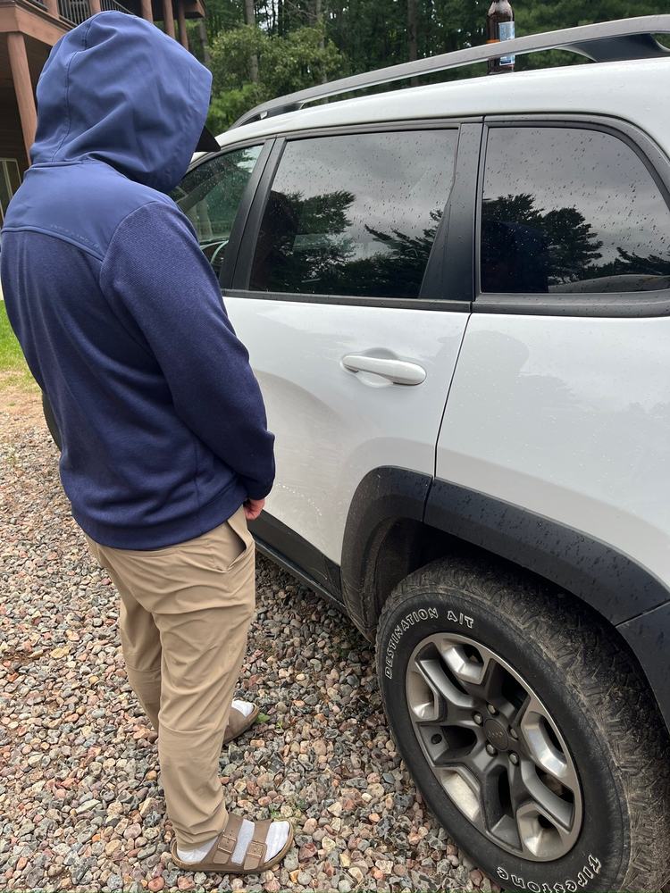 Inspecting the jeep